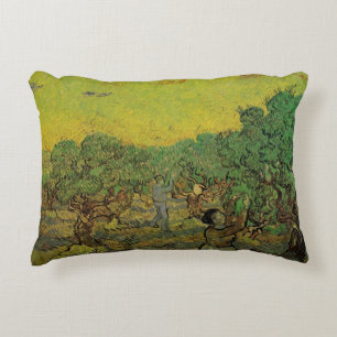 Olive Grove with Picking Figures, Vincent van Gogh Decorative Cushion