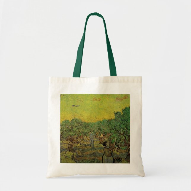 Olive Grove with Picking Figures, Vincent van Gogh Tote Bag (Front)