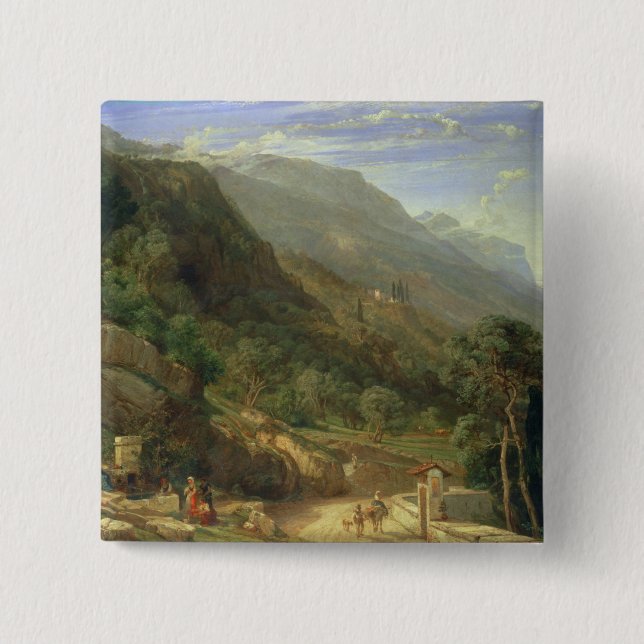 Olive Groves at Varenna, Lake Como, Italy, 1861 (o 15 Cm Square Badge (Front)