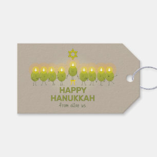 Olive Hanukkah Menorah Gift Tags