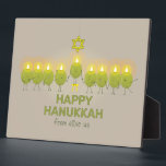 Olive Hanukkah Menorah Plaque<br><div class="desc">A group of fun-loving olives get together for a photo op and form a menorah to send a Happy Hanukkah greeting.</div>