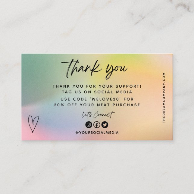 Olive Heart Media Insert Thanks Mini Business Card (Front)