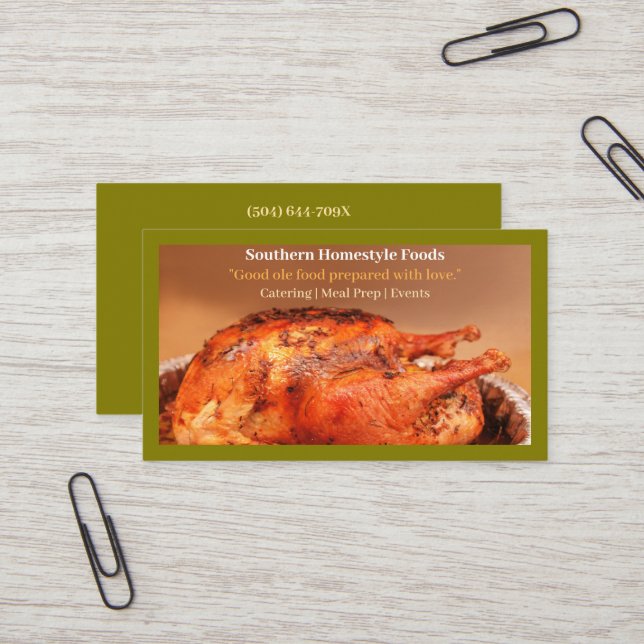 Olive Homestyle Cooked Turkey Meat Prepared Foods Business Card (Front/Back In Situ)