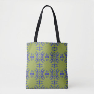 Olive Indigo Bloom Tote Bag – Modern Korean Geomet