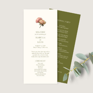 Olive & Ivory Chic Floral Rose Wedding Program