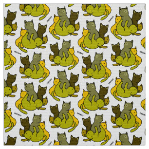 Olive kittens fabric