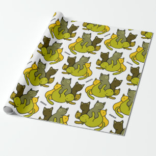 Olive kittens wrapping paper