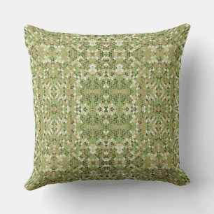 olive knitted ethnic rustic ornament cushion