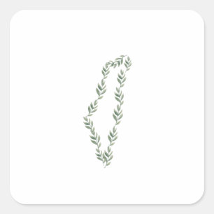 Olive Leaf Map of Palestine Square Sticker