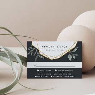 Olive Leaf RSVP Card with Entree Choices