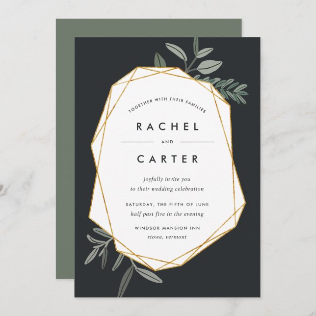 Olive Leaf Wedding Invitation (Front/Back)