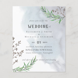 Olive Leaves Dusty Blue Wedding Flyer