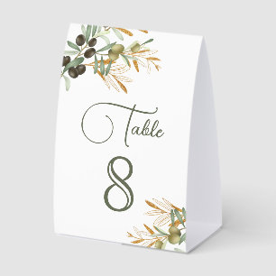Olive Leaves Gold Branch Wedding Table Number