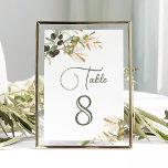 Olive Leaves Gold Branch Wedding  Table Number<br><div class="desc">Elegant table number card featuring beautiful leaves and modern typography.</div>