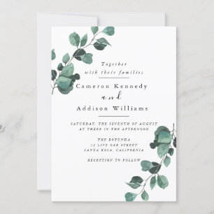 Olive Leaves, Greenery Wedding Invitation