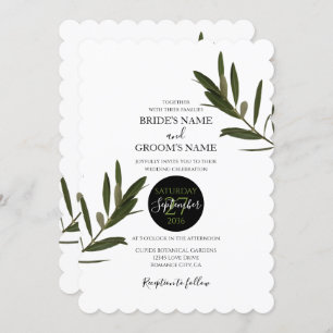 Olive Leaves Greenery Wedding Invitations