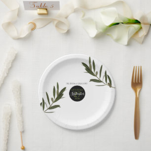 Olive Leaves Greenery Wedding   Paper Plate