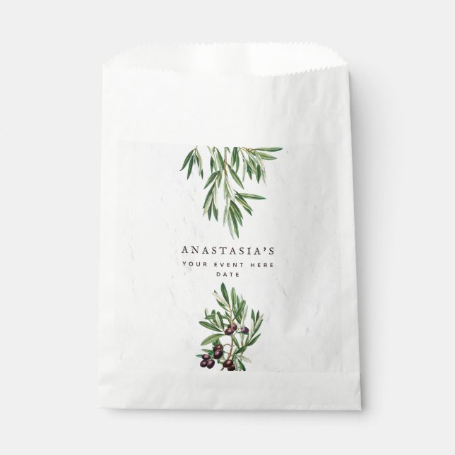 Olive Leaves Mediterranean Greek Island  Favour Bag (Front)