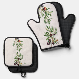 Olive Leaves Mediterranean Greek Island  Oven Mitt & Pot Holder Set