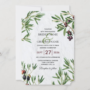 Olive Leaves Mediterranean Greek Island Wedding Invitation