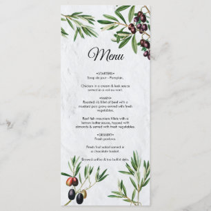 Olive Leaves Mediterranean Greek Island Wedding Menu