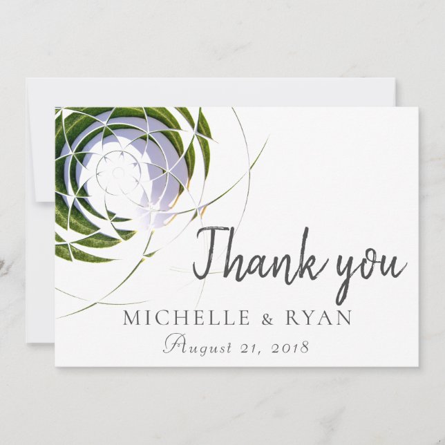 Olive Leaves Modern Thank you Wording Card (Front)