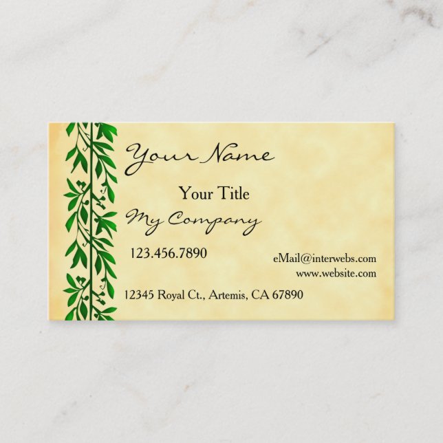 Olive Leaves Simple Elegant Business Card (Front)