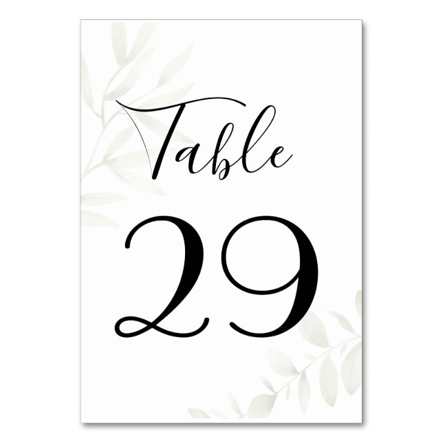 Olive Leaves Table Number (Front)