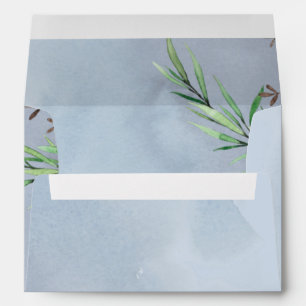 Olive Leaves Wedding Dusty Blue Lemon Envelope