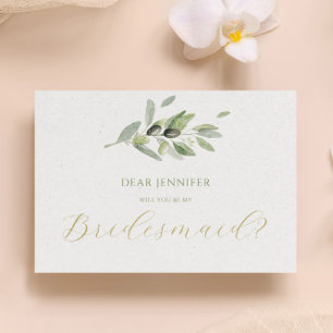 Olive Leaves Will You Ye My Bridesmaid Invitation