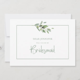 Olive Leaves  Will You Ye My Bridesmaid Invitation