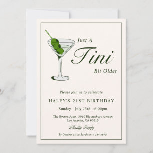 Olive Martini Cocktail Funny 21st Birthday Party Invitation