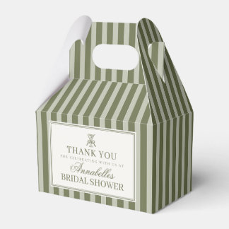 Olive Martini Green Striped Bridal Shower Favour Box