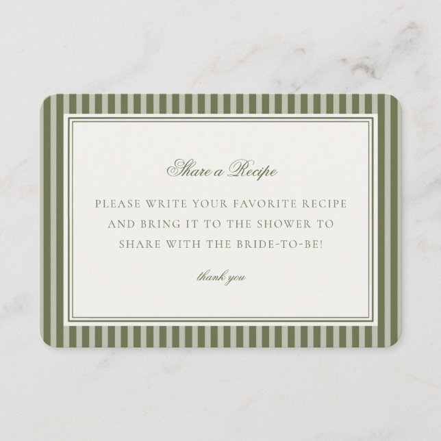 Olive Martini Green Striped Share a Recipe Insert (Front)