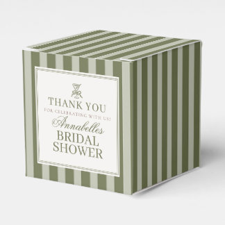 Olive Martini Old Money Striped Bridal Shower Favour Box