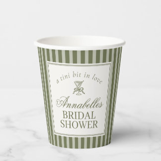 Olive Martini Old Money Striped Bridal Shower Paper Cups