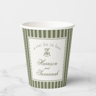 Olive Martini Old Money Striped Wedding Paper Cups