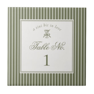 Olive Martini Old Money Wedding Table Number Ceramic Tile