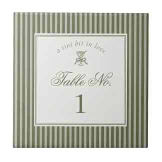 Olive Martini Old Money Wedding Table Number Ceramic Tile