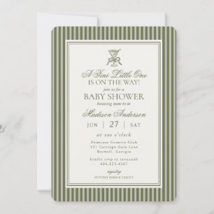 Olive Martini Tini Little One Striped Baby Shower Invitation