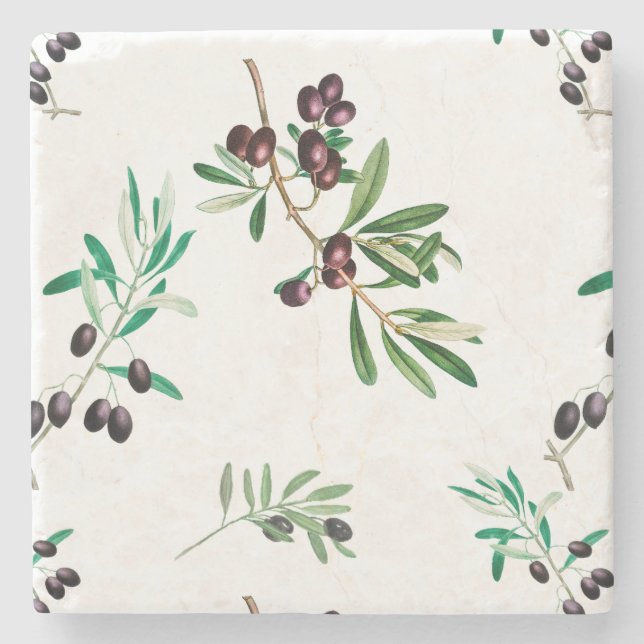 Olive,mediterranean olives  tile stone coaster (Front)
