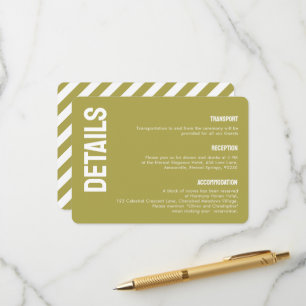 Olive Minimalist Bold Wedding Details Enclosure Card