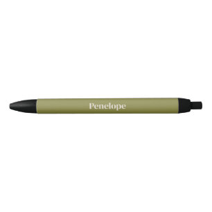 Olive Minimalist Personalised Black Ink Pen