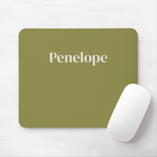 Olive Minimalist Personalised Mouse Pad (With Mouse)