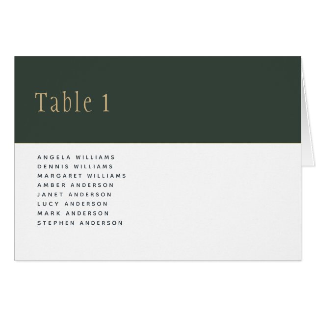 Olive Moss Green Gold Wedding TABLE Number Names (Front Horizontal)