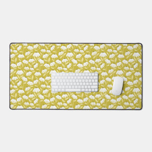 Olive Mustard Green Climbing Daisies Floral Desk Mat