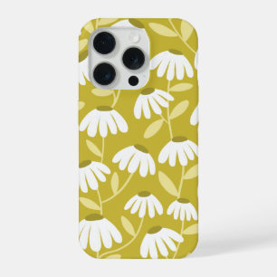 Olive Mustard Green Climbing Daisies Floral iPhone 15 Pro Case