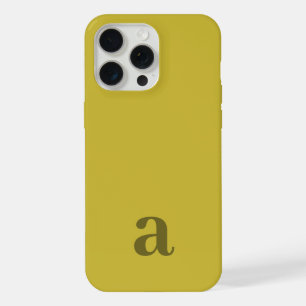 Olive Mustard Green Initial Monogram Minimal iPhone 15 Pro Max Case