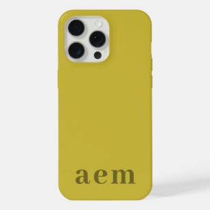 Olive Mustard Green Initials Monogram Minimal iPhone 15 Pro Max Case