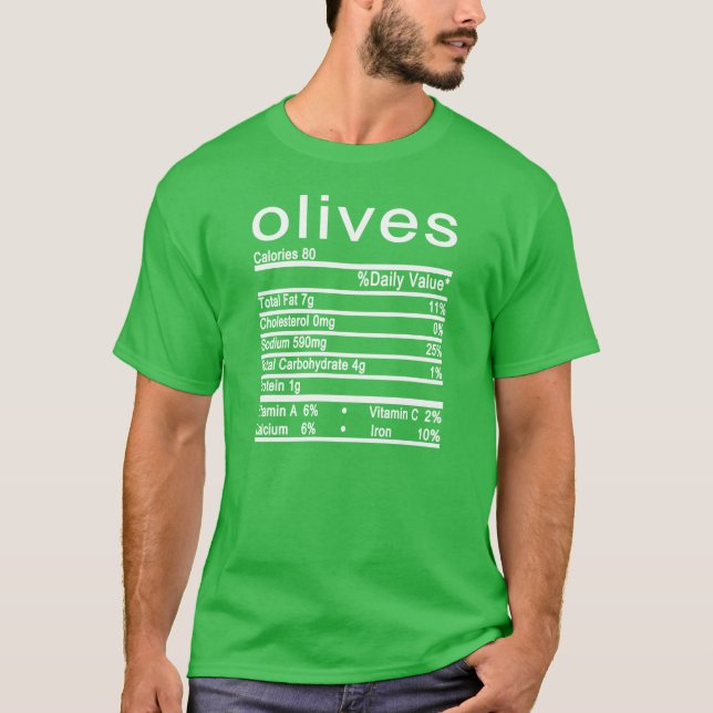 olive Nutrition Facts Funny Thanksgiving T-Shirt (Front)